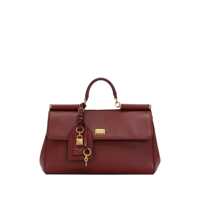 Genti de mana Bordeaux Handbag With Key And Padlock Detail And Adjustable And Removable Shoulder Strap In Leather Woman Femei