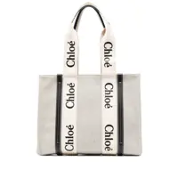 Genti de mana Chloé Woody Medium Canvas Tote Femei