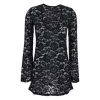 Rochii 'Bohemia' Black Mini Dress With All-Over Lace Embroidery In Tech Fabric Stretch Woman Femei