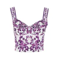 Topuri Violet Top With Sweetheart Neckline And All-Over Graphic Print In Cotton Blend Woman Femei