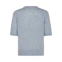 Imbracaminte Ganni Dama - Tricouri Ganni Light Blue Crewneck T-Shirt With Maxi Logo Embroidery On The Front In Wool Blend Woman BLUE Femei (BM 18391056) - B-mall.ro