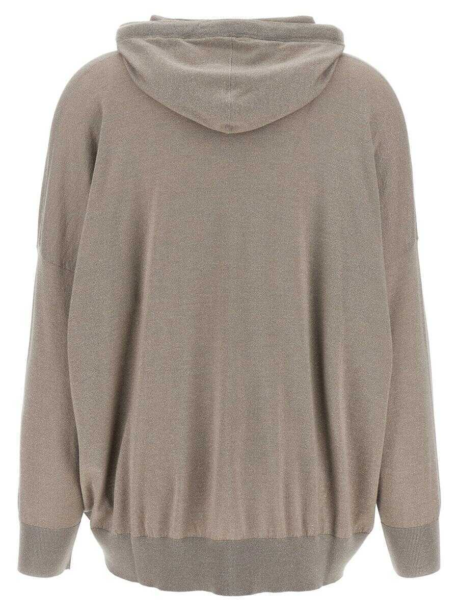 Bluze de trening Brunello Cucinelli Brunello Cucinelli Sparkling Hoodie Beige Femei (BM 18391281) 2