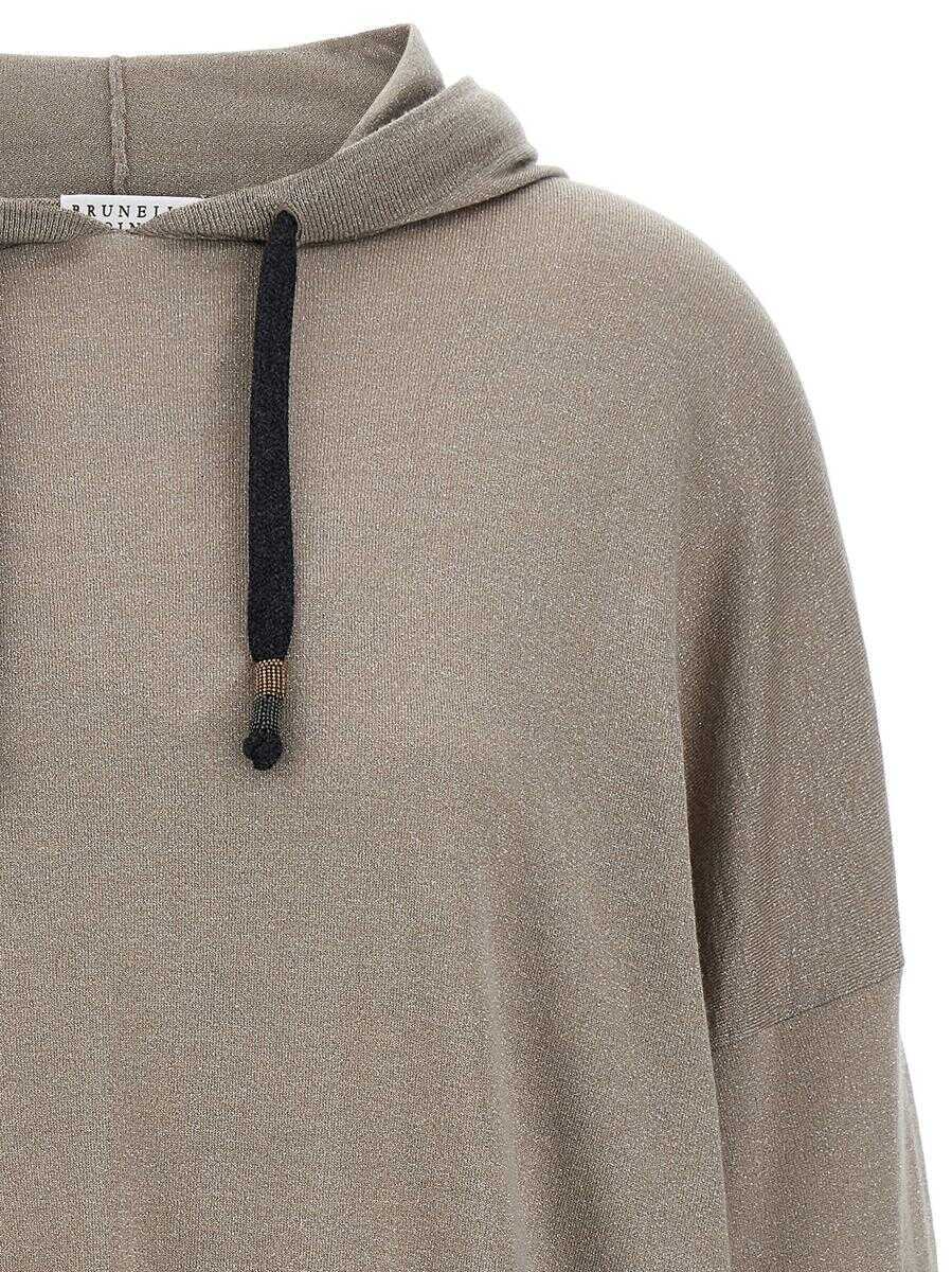Bluze de trening Brunello Cucinelli Brunello Cucinelli Sparkling Hoodie Beige Femei (BM 18391281) 3