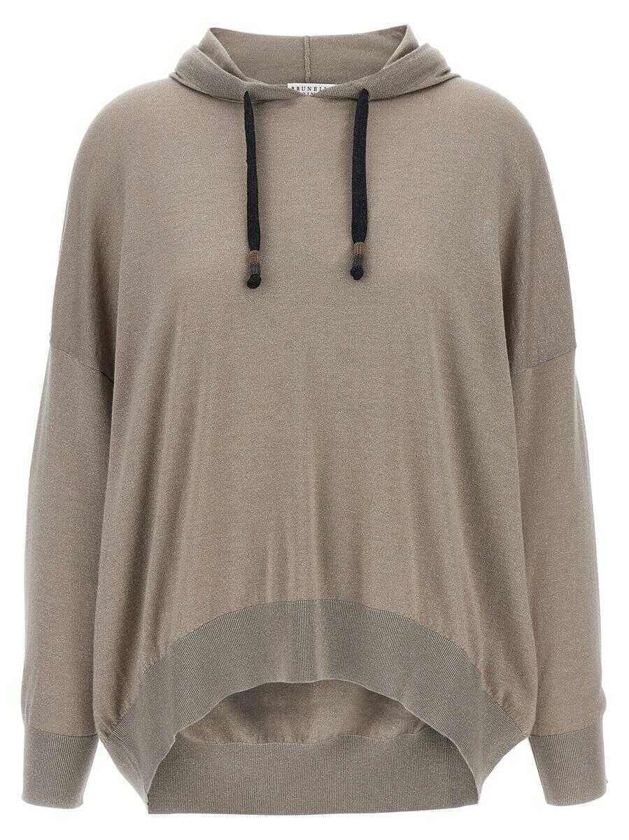 Bluze de trening Brunello Cucinelli Brunello Cucinelli Sparkling Hoodie Beige Femei (BM 18391281) 1