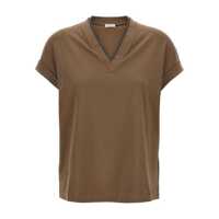 Tricouri Brunello Cucinelli Cotton V-Necked T-Shirt Femei