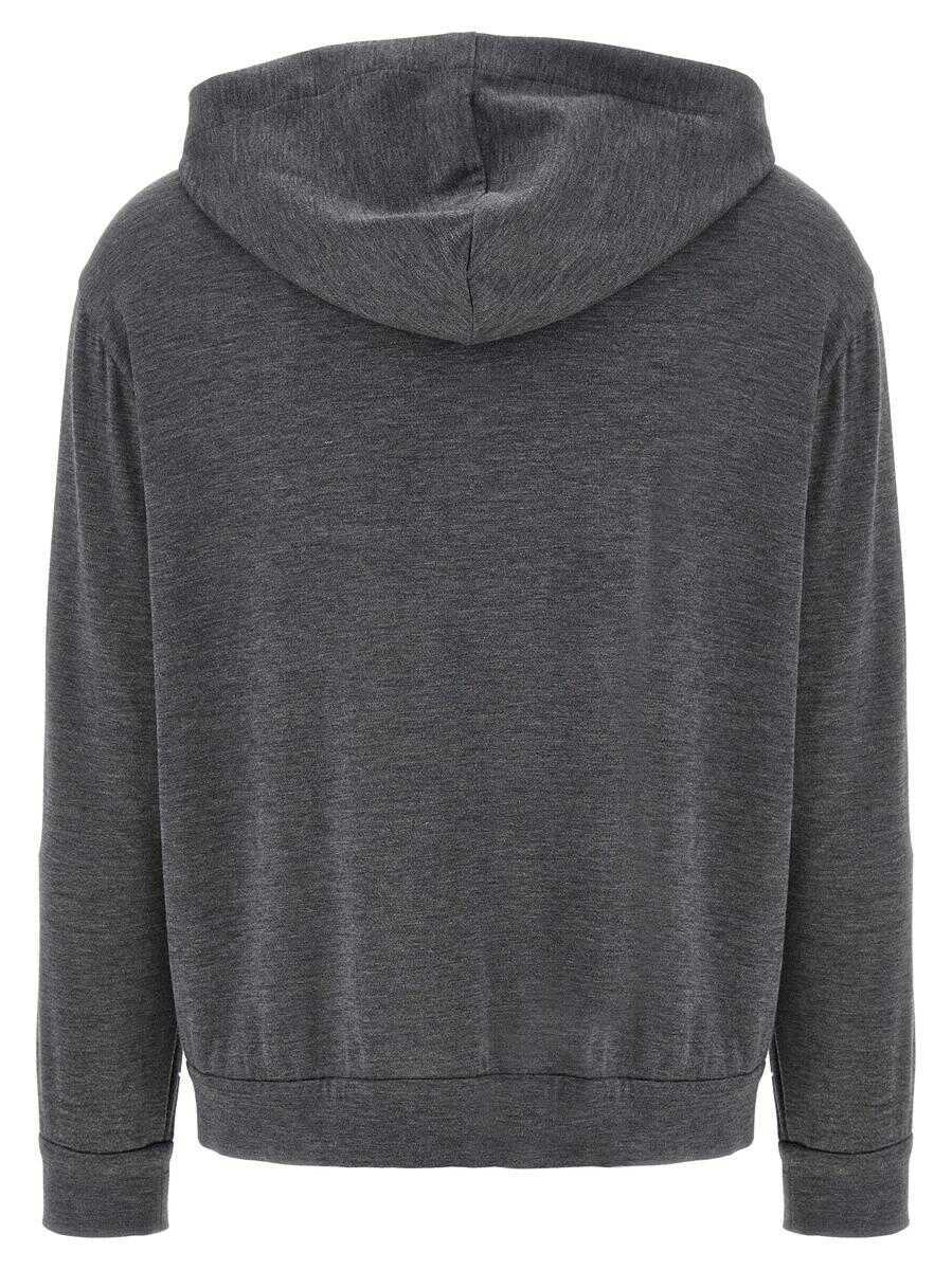 Bluze de trening Brunello Cucinelli Brunello Cucinelli Precious Zipper Pull Hoodie GRAY Femei (BM 18391470) 2