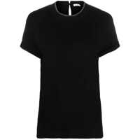 Topuri Brunello Cucinelli Woman'S Black Cotton T-Shirt With Monile Crew Neck Femei
