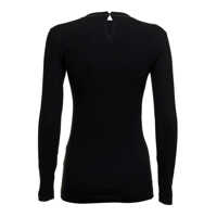 Tricouri Brunello Cucinelli Woman'S Long-Sleeved Black Cotton T-Shirt With Monile Crew Neck Femei