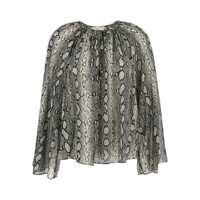 Topuri Grey Top With V Neck And All-Over Snakeskin Motif In Tech Fabric Woman Femei