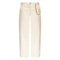 Blugi Michael Kors Beige Jeans With Wide Leg And Chain Detail In Denim Woman