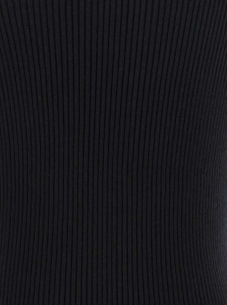 Topuri Rick Owens Athena Black Ribbed Knit Asymmetric Top With Wide Neckline In Cotton Knit Woman Black Femei (BM 18392052) 3