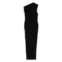 Rochii 'Athena' Black Ribbed Knit Sleeveless Asymmetric Long Dress With Wide Neckline In Viscose Blend Woman Femei
