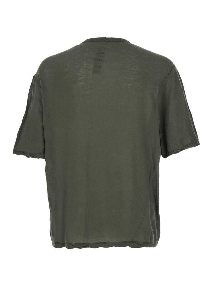 Tricouri Rick Owens Brad Green Crewneck T-Shirt With Rear Stitching In Cotton Man GREEN Barbati (BM 18392145) 2