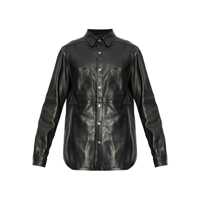 Geci Black Jacket With Classic Collar In Leather Man Barbati