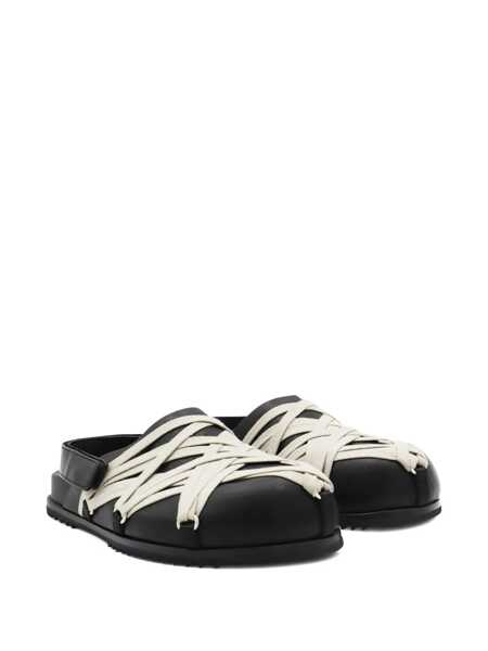 Mocasini Rick Owens Black Mules With Oversize Decorative Laces And Buckle Closure In Leather Man Black Barbati (BM 18392238) 2