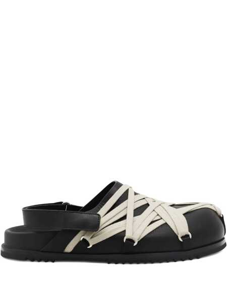 Mocasini Rick Owens Black Mules With Oversize Decorative Laces And Buckle Closure In Leather Man Black Barbati (BM 18392238) 1
