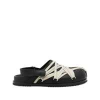 Mocasini Black Mules With Oversize Decorative Laces And Buckle Closure In Leather Man Barbati