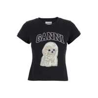 Tricouri Black T-Shirt With Round Neck And Maxi Logo On The Front In Cotton Woman Femei