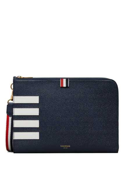 Portofele Thom Browne Thom Browne Medium Gusset Folio 4 Bar Stripes NAVY Barbati (BM 18392733) 1