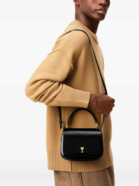 Genti de mana AMI Paris Black Handbag With Adc Patch On The Front And Adjustable And Removable Shoulder Strap In Leather Woman Black Femei (BM 18392766) 2