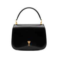 Genti de mana Black Handbag With Adc Patch On The Front And Adjustable And Removable Shoulder Strap In Leather Woman Femei