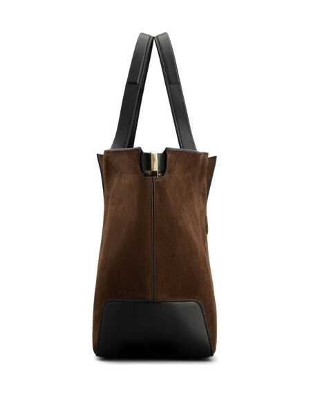Genti de mana TODS Brown Tote Bag With Two Top Handles And Metal Details On The Side In Leather Woman BROWN Femei (BM 18393102) 3