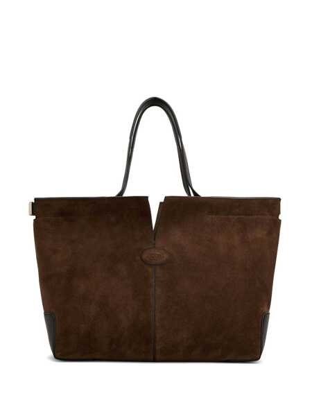 Genti de mana TODS Brown Tote Bag With Two Top Handles And Metal Details On The Side In Leather Woman BROWN Femei (BM 18393102) 1