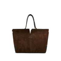 Genti de mana Brown Tote Bag With Two Top Handles And Metal Details On The Side In Leather Woman Femei