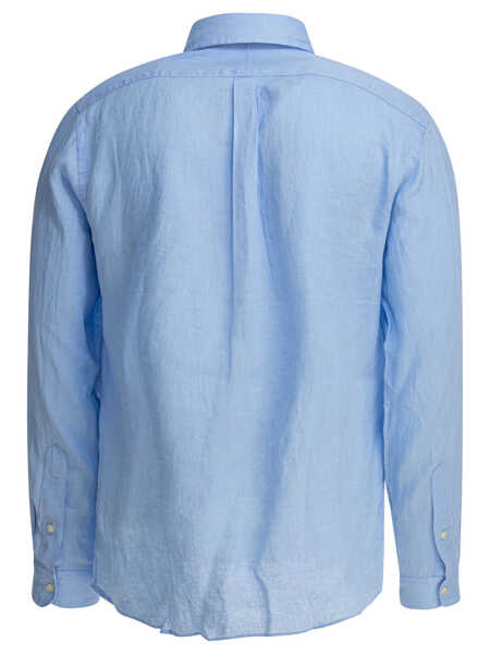 Camasi casual Ralph Lauren Custom-fit linen shirt Blue Barbati (BM 18393333) 2