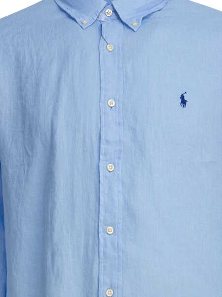 Camasi casual Ralph Lauren Custom-fit linen shirt Blue Barbati (BM 18393333) 3