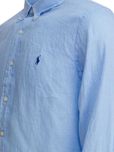 Camasi casual Ralph Lauren Custom-fit linen shirt Blue Barbati (BM 18393333) 4