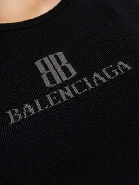 Topuri Balenciaga Logoed Top BLACK/DARK GREY Femei (BM 18393406) 5