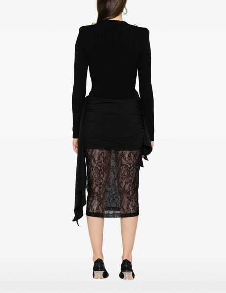 Cardigane Balmain Ribbed and braided Cardigan NOIR Femei (BM 18393562) 4