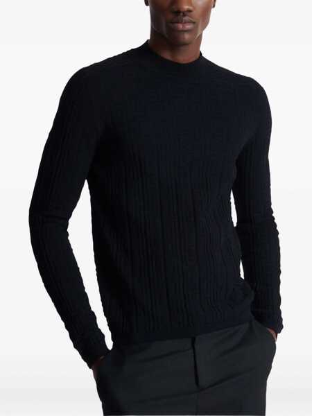 Pulovere casual Balmain Silk And Cotton Knit BLACK Barbati (BM 18393784) 5