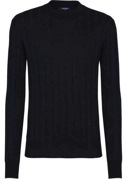Pulovere casual Balmain Silk And Cotton Knit BLACK Barbati (BM 18393784) 1