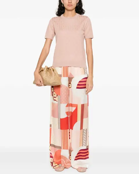 Tricouri Fendi Knit T-Shirt PINK SALT-25 Femei (BM 18393874) 2