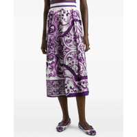 Fuste Dolce & Gabbana Dama - Fuste Dolce & Gabbana Pleated Skirt With Maiolica Print PURPLE Femei (BM 18394045) - B-mall.ro