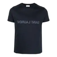 Tricouri Saint Laurent Logo Cotton T-Shirt Barbati