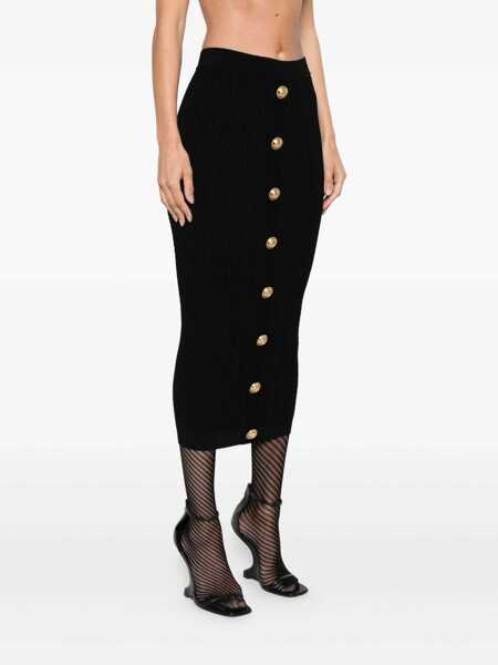 Fuste Balmain Black Skirt With Logo Buttons And Zip Closure In Viscose Blend Woman Black Femei (BM 18398274) 3