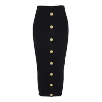 Fuste Black Skirt With Logo Buttons And Zip Closure In Viscose Blend Woman Femei
