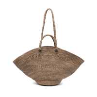Genti de mana 'Sol' Beige Handbag With Woven Design And Open Top In Raffia Woman Femei