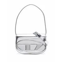 Genti de umar '1Dr' Silver-Tone Shoulder Bag With Oval D Patch In Lamintaed Leather Woman Femei