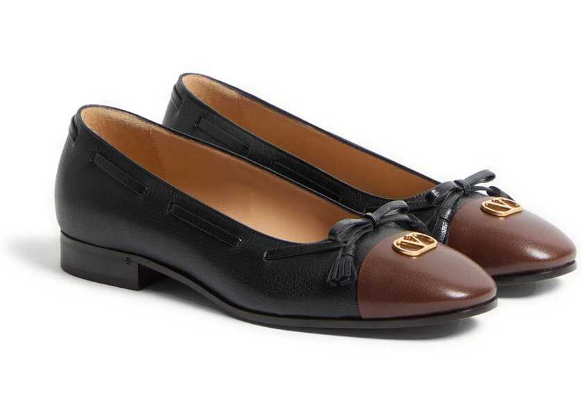 Balerini Valentino Garavani Valet Du Roi Ballerinas NERO-LIGHT COFFEE Femei (BM 18400837) 2