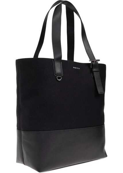 Genti de mana Alexander McQueen Canvas Tote Bag BLACK/SILVER Barbati (BM 18400846) 4