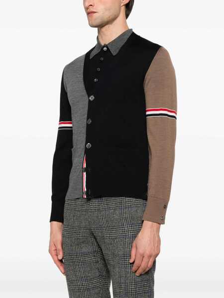 Cardigane Thom Browne Virgin wool Cardigan NAVY/GREY/BROWN Barbati (BM 18401425) 3