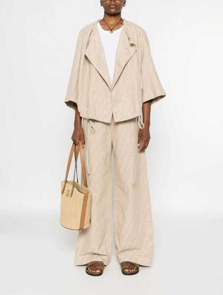 Jachete Fendi Oversize chambray Jacket RAFFIA-25 Femei (BM 18401446) 2