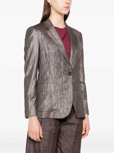 Sacouri Brunello Cucinelli Lurex fabric Blazer MARRONE/ARGENTO Femei (BM 18401455) 3