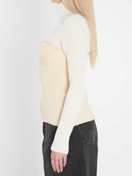 Pulovere casual Jean Paul Gaultier Ribbed Knit Pullover WHITE Femei (BM 18401503) 3