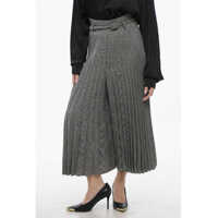 Pantaloni casual Accordion Wool Blend Gaucho Pants With District Check Patter Femei