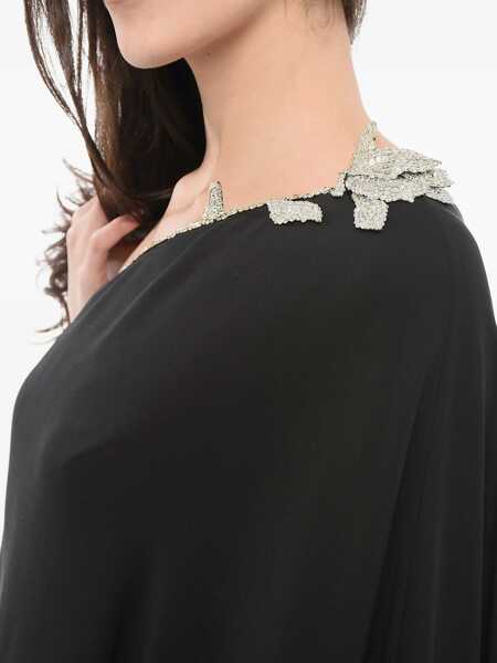 Rochii lungi Valentino Garavani Silk One-Shoulder Dress With Sequins Black Femei (BM 18401710) 5